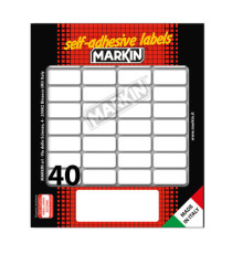 Etichette adesive - in carta - permanenti - 28 x 12 mm - 40 et/fg - 10 fogli - bianco - Markin