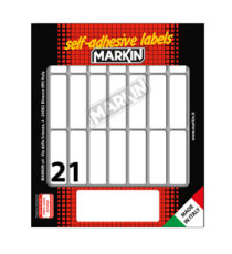 Etichette adesive - in carta - permanenti - 46 x 14 mm - 21 et/fg - 10 fogli - bianco - Markin Etichette adesive - in carta - permanenti - 46 x 14 mm - 21 et/fg - 10 fogli - bianco - Markin