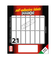 Etichette adesive - in carta - permanenti - 46 x 14 mm - 21 et/fg - 10 fogli - bianco - Markin Etichette adesive - in carta - permanenti - 46 x 14 mm - 21 et/fg - 10 fogli - bianco - Markin