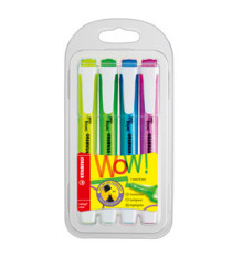 Evidenziatore Swing Cool - punta a scalpello - tratto da 1,0mm e 4,0mm - astuccio 4 colori - Stabilo