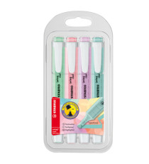 Evidenziatore Swing Cool Pastel - punta a scalpello - tratto 1 - 4 mm - colori assortiti - Stabilo - astuccio 4 pezzi Evidenziatore Swing Cool Pastel - punta a scalpello - tratto 1 - 4 mm - colori assortiti - Stabilo - astuccio 4 pezzi