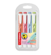 Evidenziatore Swing Cool Pastel - punta scalpello - tratto 1 - 4 mm - colori assortiti - Stabilo - astuccio 4 pezzi Evidenziatore Swing Cool Pastel - punta scalpello - tratto 1 - 4 mm - colori assortiti - Stabilo - astuccio 4 pezzi