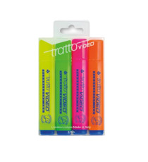 Evidenziatore Tratto Video  - punta a scalpello - tratto da 1,0-5,0mm - astuccio 4 colori - Tratto Evidenziatore Tratto Video  - punta a scalpello - tratto da 1,0-5,0mm - astuccio 4 colori - Tratto