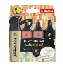 Evidenziatori Stabilo Boss NatureColors - tratto 2 + 5 mm - colori assortiti - Stabilo - astuccio 4 pezzi
