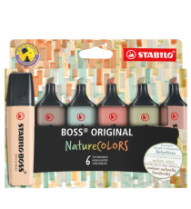 Evidenziatori Stabilo Boss NatureColors - tratto 2 + 5 mm - colori assortiti - Stabilo - astuccio 6 pezzi Evidenziatori Stabilo Boss NatureColors - tratto 2 + 5 mm - colori assortiti - Stabilo - astuccio 6 pezzi