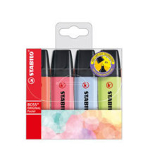 Evidenziatori Stabilo Boss Pastel - punta a scalpello - tratto 2 - 5 mm - colori assortiti - Stabilo - astuccio 4 pezzi Evidenziatori Stabilo Boss Pastel - punta a scalpello - tratto 2 - 5 mm - colori assortiti - Stabilo - astuccio 4 pezzi