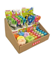 Forbici e temperamatite in più versioni - colori assortiti - Arda - display 62 pezzi totali