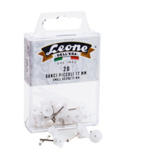 Ganci per quadri –  con spilli assortiti - 1,7 cm - trasparente - Leone – conf. 20 pezzi