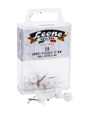 Ganci per quadri –  con spilli assortiti - 1,7 cm - trasparente - Leone – conf. 20 pezzi