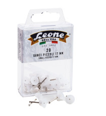 Ganci per quadri –  con spilli assortiti - 1,7 cm - trasparente - Leone – conf. 20 pezzi