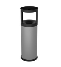 Gettacarte autoestinguente con posacenere - 25 L - diametro 25 cm - H 80 cm - acciaio - grigio - Stilcasa Gettacarte autoestinguente con posacenere - 25 L - diametro 25 cm - H 80 cm - acciaio - grigio - Stilcasa