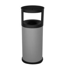 Gettacarte autoestinguente con posacenere - 40 L - diametro 31 cm - H 80 cm - acciaio - grigio - Stilcasa