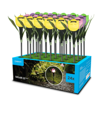 Lampada solare da giardino GS004 a fiore led 1,2W misura 31x4.7cm IP44 lampione,segnapassi ad energia solare pannello incorpor Lampada solare da giardino GS004 a fiore led 1,2W misura 31x4.7cm IP44 lampione,segnapassi ad energia solare pannello incorpor