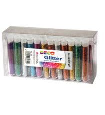 Glitter grana fine - 12ml - colori assortiti - DECO - blister 50 flaconi Glitter grana fine - 12ml - colori assortiti - DECO - blister 50 flaconi