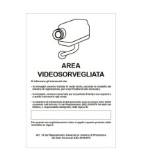 Cartello segnalatore - 20x30 cm - AREA VIDEOSORVEGLIATA CON REGISTRAZIONE - alluminio - Cartelli Segnalatori