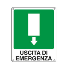 Cartello segnalatore - 25x31 cm - USCITA DI EMERGENZA - alluminio - Cartelli Segnalatori