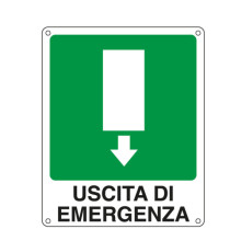 Cartello segnalatore - 25x31 cm - USCITA DI EMERGENZA - alluminio - Cartelli Segnalatori