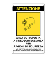 Cartello adesivo - AREA SOTTOPOSTA A VIDEOSORVEGLIANZA… - 20 x 30 cm - Markin Cartello adesivo - AREA SOTTOPOSTA A VIDEOSORVEGLIANZA… - 20 x 30 cm - Markin