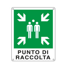 Cartello segnalatore -  25x31 cm - PUNTO DI RACCOLTA - alluminio - Cartelli Segnalatori