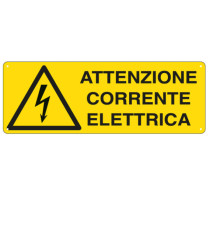 Cartello segnalatore -  35x12,5 cm ATTENZIONE CORRENTE ELETTRICA - alluminio - Cartelli Segnalatori