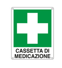 Cartello segnalatore - 16x21 cm - CASSETTA DI MEDICAZIONE - alluminio - Cartelli Segnalatori