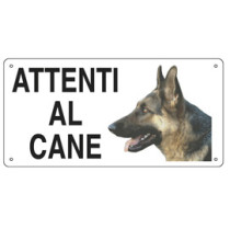 Cartello segnalatore - 25x12,5 cm - ATTENTI AL CANE - alluminio - Cartelli Segnalatori Cartello segnalatore - 25x12,5 cm - ATTENTI AL CANE - alluminio - Cartelli Segnalatori