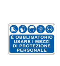 Cartello segnalatore - 30x20 cm - E' OBBLIGATORIO USARE I MEZZI DI PROTEZIONE INDIVIDUALE - alluminio - Cartelli Segnala Cartello segnalatore - 30x20 cm - E' OBBLIGATORIO USARE I MEZZI DI PROTEZIONE INDIVIDUALE - alluminio - Cartelli Segnala
