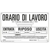 Cartello segnalatore - 30x20 cm - ORARIO DI LAVORO - alluminio - Cartelli Segnalatori Cartello segnalatore - 30x20 cm - ORARIO DI LAVORO - alluminio - Cartelli Segnalatori