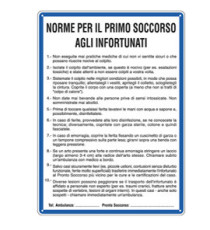 Cartello segnalatore - 33,3x47 cm - NORME DI PRIMO SOCCORSO AGLI INFORTUNATI - alluminio - Cartelli Segnalatori