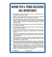 Cartello segnalatore - 33,3x47 cm - NORME DI PRIMO SOCCORSO AGLI INFORTUNATI - alluminio - Cartelli Segnalatori