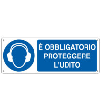 Cartello segnalatore - 35x12,5 cm - E' OBBLIGATORIO PROTEGGERE L'UDITO - alluminio - Cartelli Segnalatori Cartello segnalatore - 35x12,5 cm - E' OBBLIGATORIO PROTEGGERE L'UDITO - alluminio - Cartelli Segnalatori