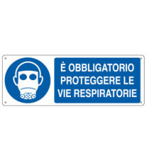 Cartello segnalatore - 35x12,5 cm - E' OBBLIGATORIO PROTEGGERE LE VIE RESPIRATORIE - alluminio - Cartelli Segnalatori Cartello segnalatore - 35x12,5 cm - E' OBBLIGATORIO PROTEGGERE LE VIE RESPIRATORIE - alluminio - Cartelli Segnalatori