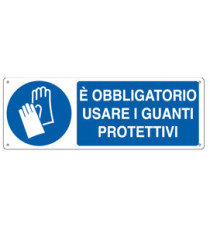 Cartello segnalatore - 35x12,5 cm - E' OBBLIGATORIO USARE I GUANTI PROTETTIVI - alluminio - Cartelli Segnalatori Cartello segnalatore - 35x12,5 cm - E' OBBLIGATORIO USARE I GUANTI PROTETTIVI - alluminio - Cartelli Segnalatori