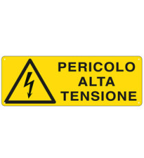 Cartello segnalatore - 35x12,5 cm - PERICOLO ALTA TENSIONE - alluminio - Cartelli Segnalatori