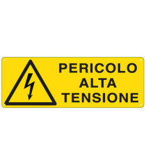Cartello segnalatore - 35x12,5 cm - PERICOLO ALTA TENSIONE - alluminio - Cartelli Segnalatori Cartello segnalatore - 35x12,5 cm - PERICOLO ALTA TENSIONE - alluminio - Cartelli Segnalatori