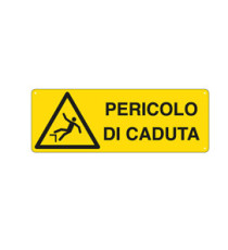 Cartello segnalatore - 35x12,5 cm - PERICOLO DI CADUTA - alluminio - Cartelli Segnalatori