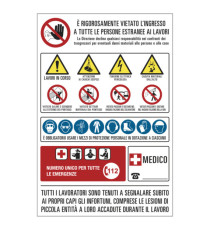 Cartello segnalatore - 67x100 cm - cantiere multisimbolo - polionda - Cartelli Segnalatori