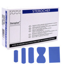 Cerotti detectabili - sterili - 5 misure assortite - blu - conf. 100 pezzi - PVS Cerotti detectabili - sterili - 5 misure assortite - blu - conf. 100 pezzi - PVS