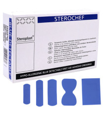 Cerotti detectabili - sterili - 5 misure assortite - blu - conf. 100 pezzi - PVS Cerotti detectabili - sterili - 5 misure assortite - blu - conf. 100 pezzi - PVS