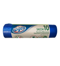 Sacchi per immondizia - 70x110 cm - 120 L - 16 micron - blu - Logex Professional - rotolo da 10 sacchetti