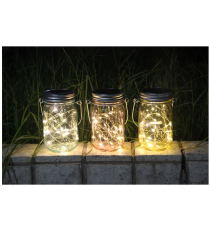 Lampada solare da giardino a barattolo DS005 led 1,2W  misura 13x8cm IP44 lampione segnapassi con pannello incorporato