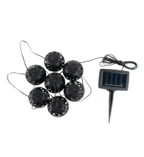 Catena luminosa solare DS018 con 7 luci led, lampadine a sfera effetto fiamma 1500-1800K luce calda 4.7metri IP44 da esterno Catena luminosa solare DS018 con 7 luci led, lampadine a sfera effetto fiamma 1500-1800K luce calda 4.7metri IP44 da esterno