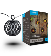 Catena luminosa solare DS018 con 7 luci led, lampadine a sfera effetto fiamma 1500-1800K luce calda 4.7metri IP44 da esterno Catena luminosa solare DS018 con 7 luci led, lampadine a sfera effetto fiamma 1500-1800K luce calda 4.7metri IP44 da esterno