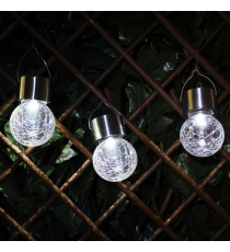 Lampada solare da giardino a sfera effetto ghiaccio DS004 led 1,2W  misura 9x6cm IP44 segnapassi con pannello incorporato