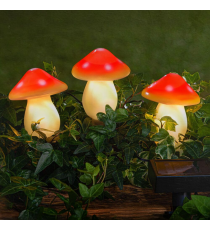 Lampada solare da giardino a funghi DS006 led 1,2W  misura 11x8.5cm IP44 segnapassi con pannello incorporato