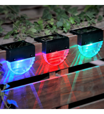 2pz lampada solare da giardino per gradini e recinzioni WS109 led Rgb multicolore 9x6cm IP44 segnapassi con pannello incorporato 2pz lampada solare da giardino per gradini e recinzioni WS109 led Rgb multicolore 9x6cm IP44 segnapassi con pannello incorporato
