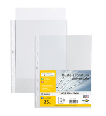 Buste forate Atla - medium - buccia - 22 x 30 cm - trasparente - Sei Rota - conf. 25 pezzi Buste forate Atla - medium - buccia - 22 x 30 cm - trasparente - Sei Rota - conf. 25 pezzi