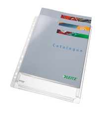 Buste forate con soffietto - 22 x 30 cm - PVC - trasparente - Leitz - conf. 10 pezzi