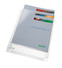 Buste forate con soffietto - 22 x 30 cm - PVC - trasparente - Leitz - conf. 10 pezzi