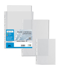 Buste forate Ercole - PVC liscio - 23 x 33 cm - trasparente - Sei Rota - conf. 25 pezzi